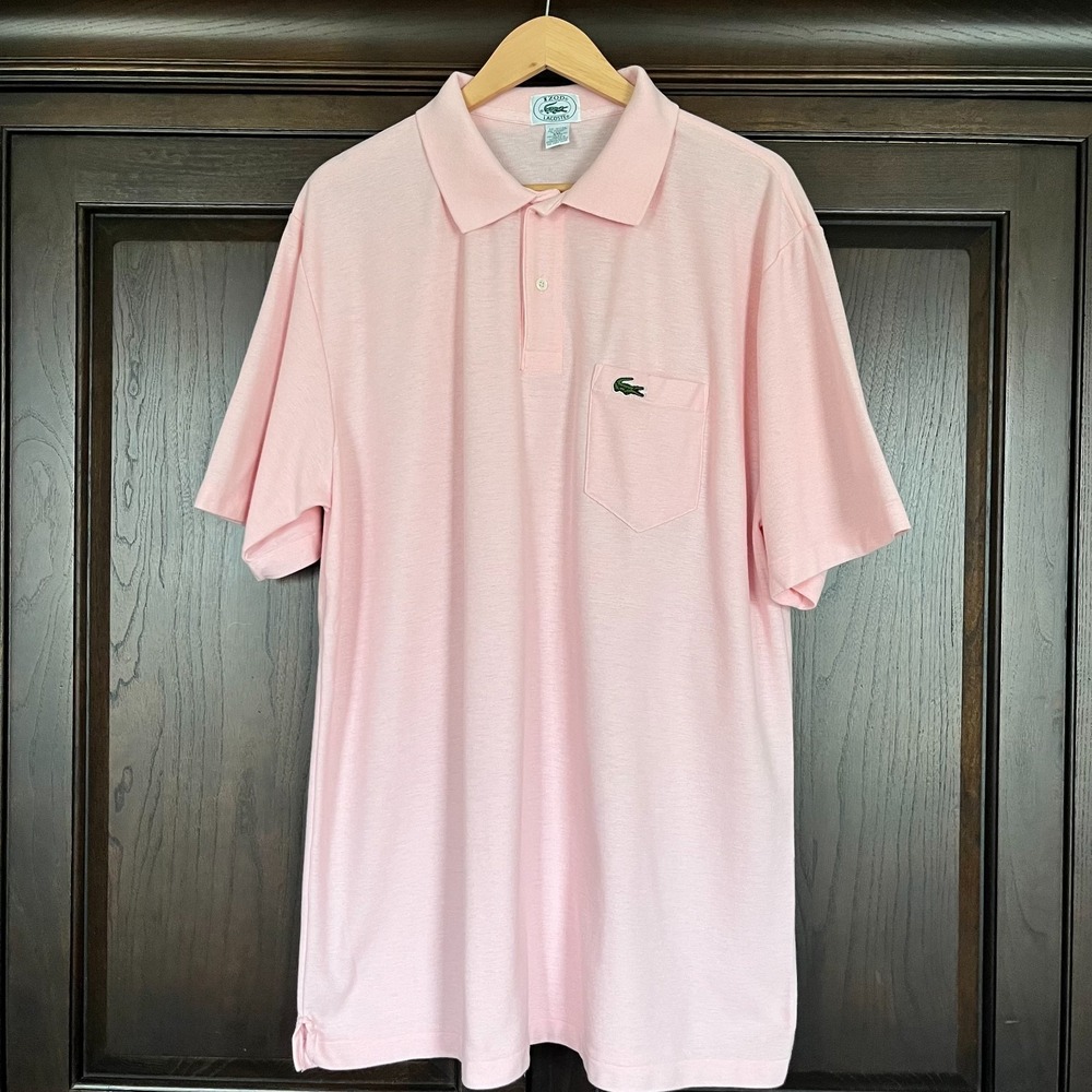 Vintage IZOD LACOSTE Alligator Pink Polo Men's Shirt Size XXL USA Fabric 80s